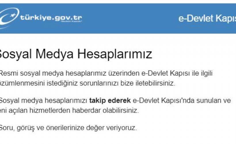 E-Devlet kapısı sosyal medya hesapları | e-Devlet instagram, twitter, farcebook, youtube