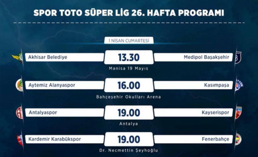 Süper Lig'de 26. haftanın programı
