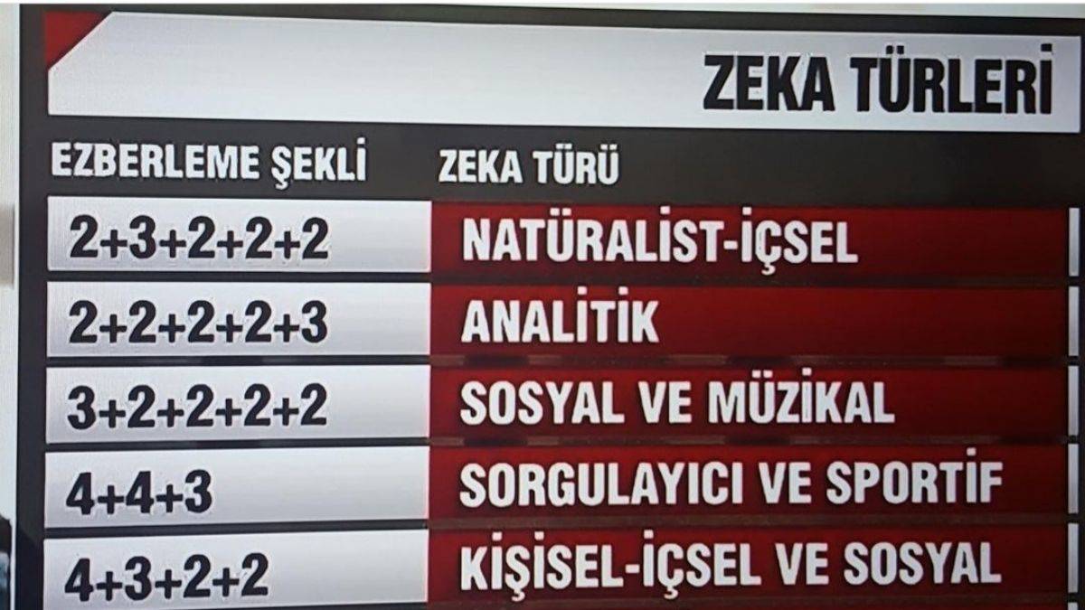 TC kimlik numarası ezberleme şekline göre zeka türleri hangileri? Analitik zeka nedir?