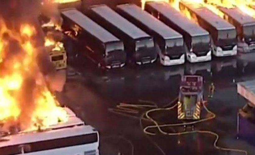 ABD'de otobüs garajında büyük yangın