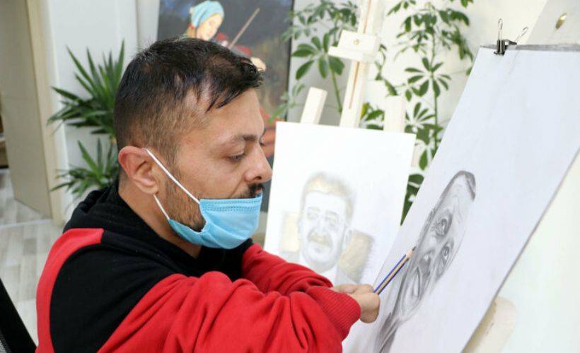Elleri olmayan Vanlı ressamdan Erdoğan portresi