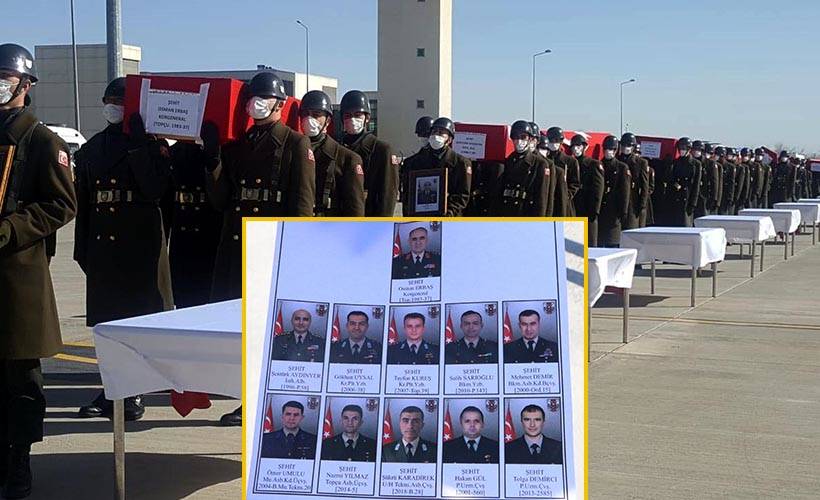 Şehit 11 asker için Elazığ'da uğurlama töreni düzenlendi