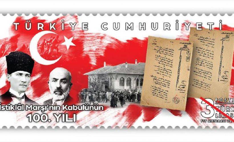 PTT'den İstiklal Marşı'nın kabulünün 100'üncü yılına özel pul ve zarf