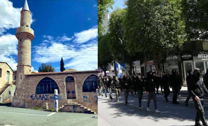 Rum Kesiminde camiye haç resmi çizip,Türklere ölüm. tehditleri yazıldı