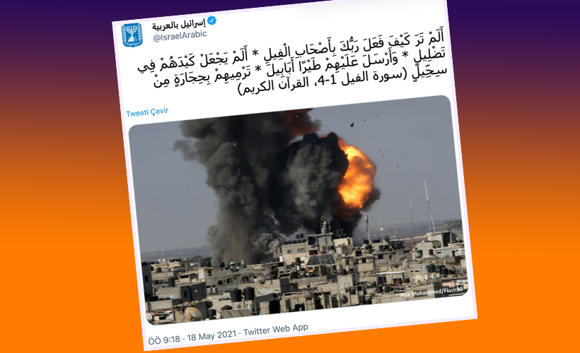 İsrail'den Kuran ayetleriyle alay eden paylaşım