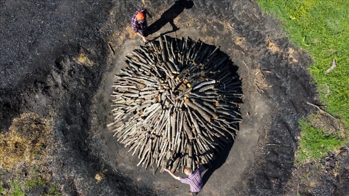 Toprak ve yaprakla örtülen meşe odunları nasıl mangal kömürü oluyor?