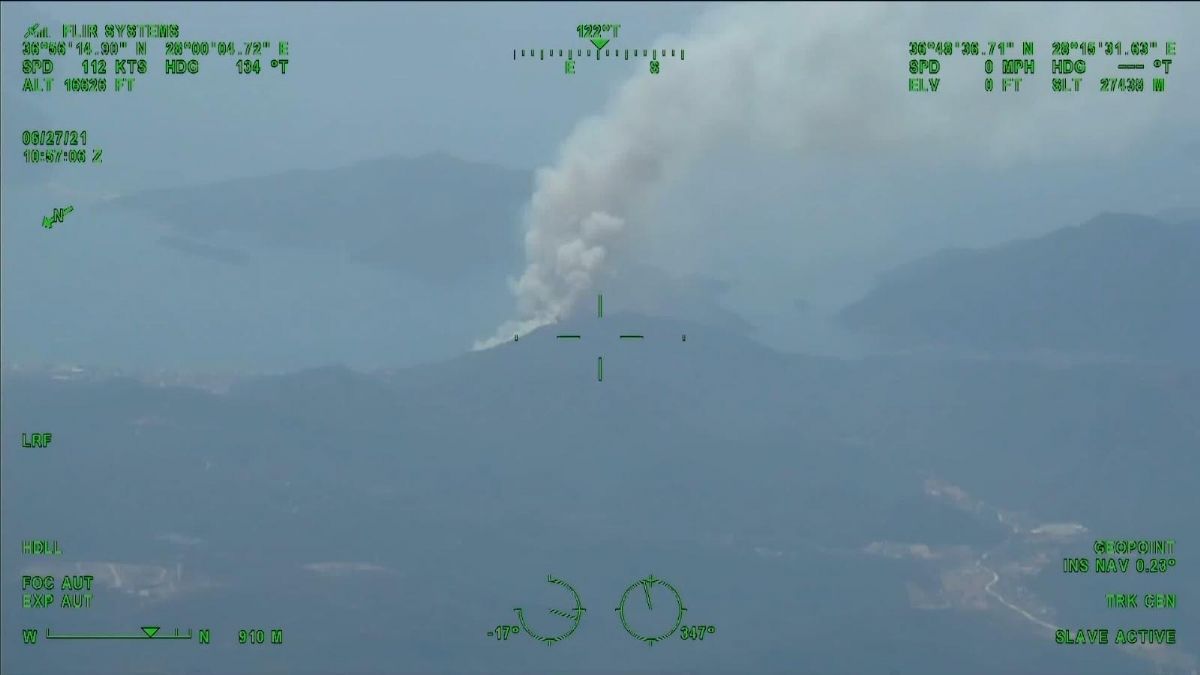 Marmaris'teki orman yangınını İHA böyle tespit etti