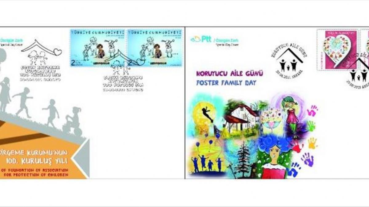 PTT'den 'Çocuk Esirgeme Kurumu'nun 100. Kuruluş Yılı' ve 'Koruyucu Aile Günü' konulu zarfları