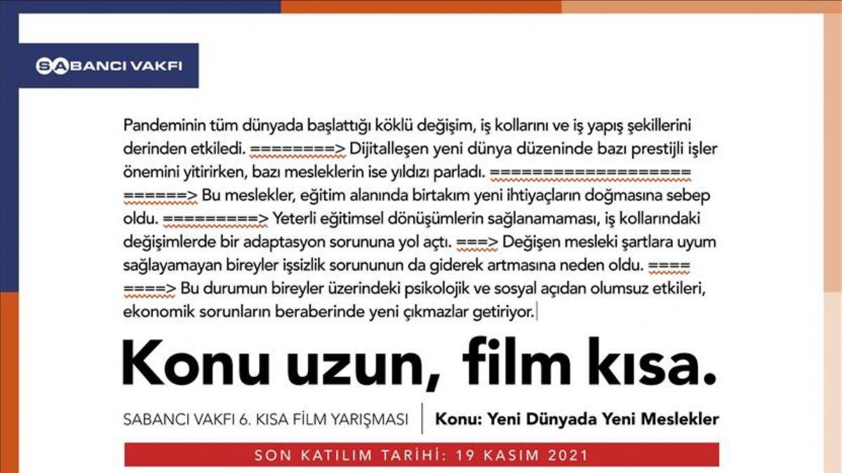 Sabancı Vakfı 6'ncı kısa film yarışması başvuruları başladı