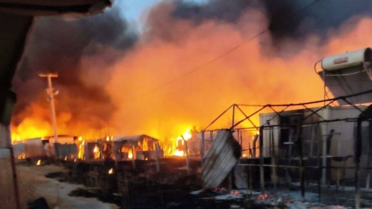 Telhammut çadır kentinde yangın: Bir mahalle yok oldu