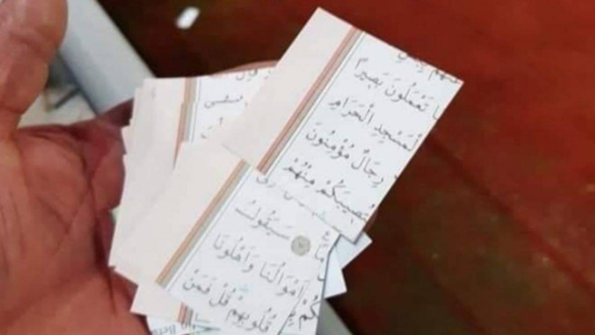 Kur'an-ı Kerim sayfalarını konfeti diye sahaya fırlattılar