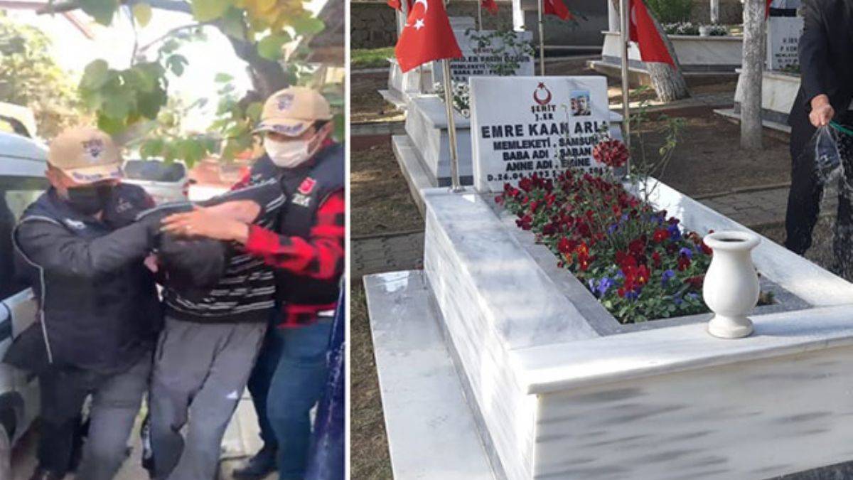 Şehit mezarına saldıran şüpheli tutuklandı