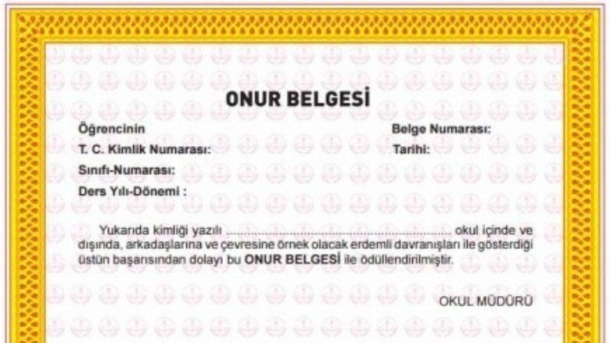 Onur Belgesi kimlere verilir? Onur Belgesi nasıl alınır? Onur Belgesi nedir?
