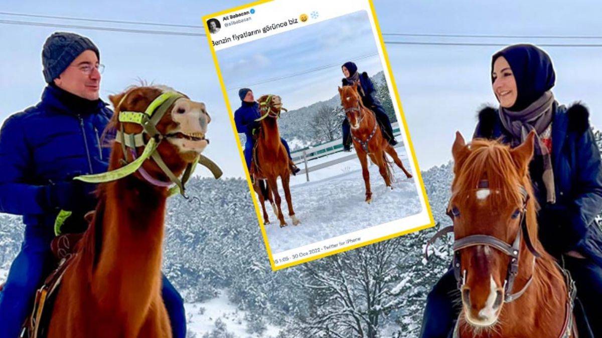 Ali Babacan, ata bindiği fotoğrafı paylaştı: Benzin fiyatlarını görünce biz...