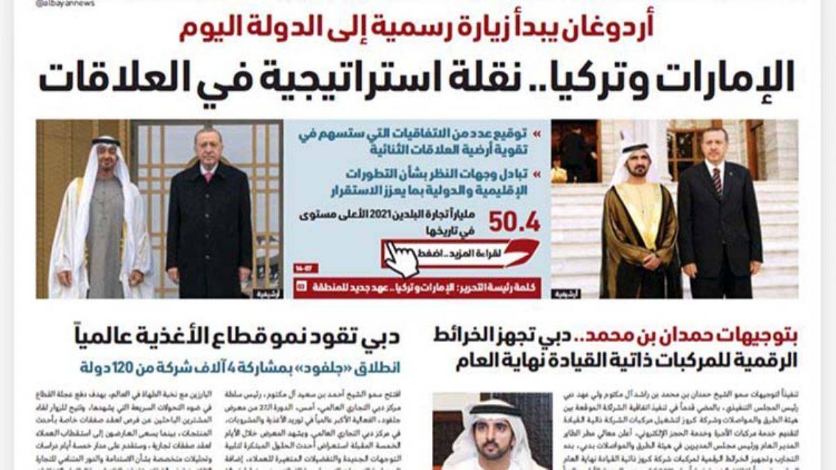 BAE basınında 'Türkiye ile stratejik ilişkiler gelişiyor' manşetleri