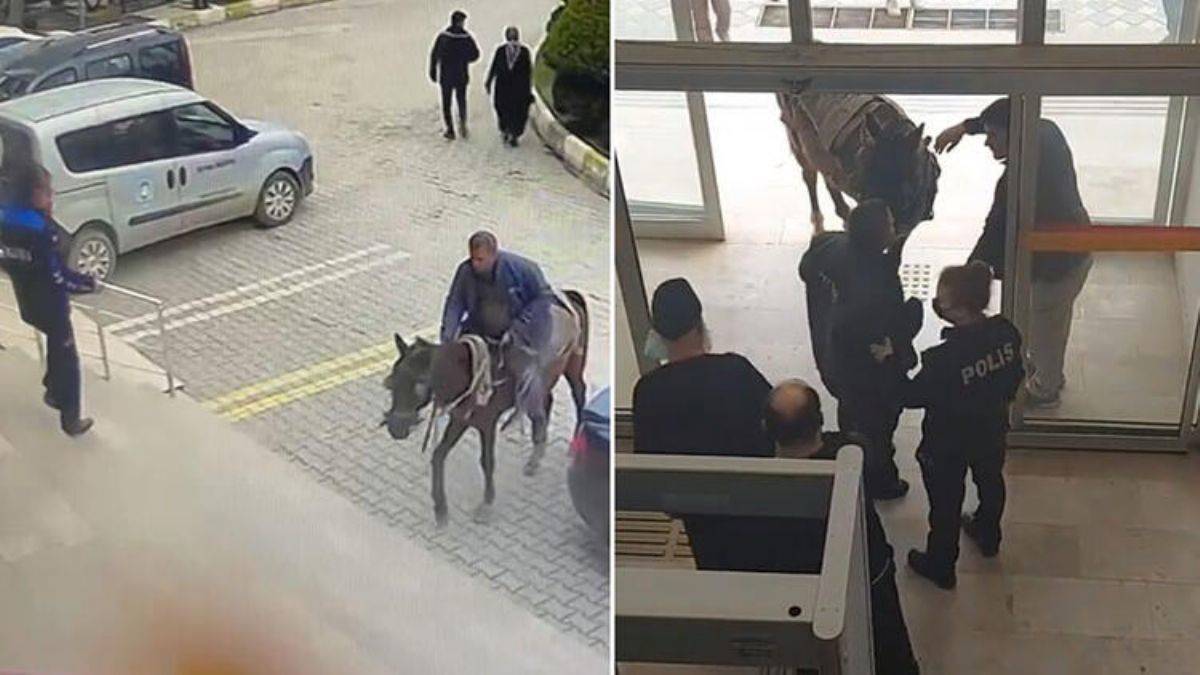 At arabasına el kondu, atıyla kaymakamlık ve belediye binasına girmeye çalıştı