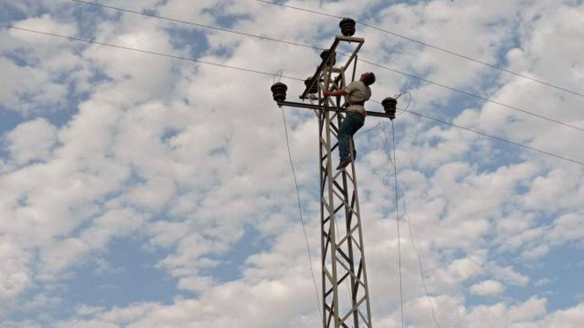 Elektrik direğinde asılı kaldı