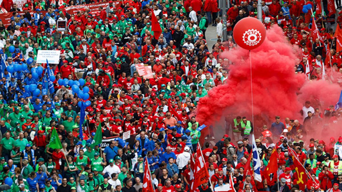 Brüksel'de yaklaşık 80 bin kişi hayat pahalılığını protesto etti