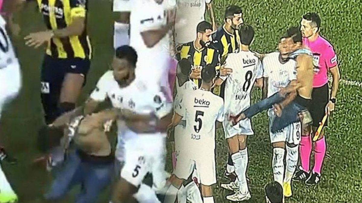 Skandal gece! Taraftar Cenk Tosun’a uçan tekme attı, tepki gösteren Souza kırmızı kart gördü