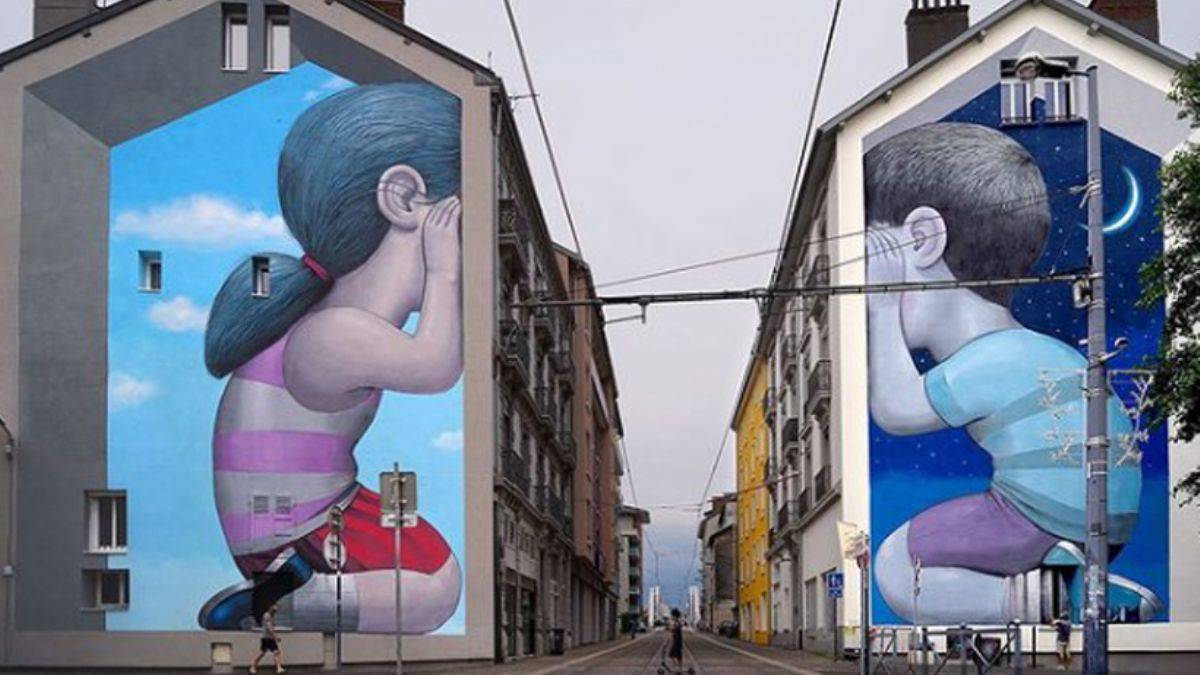 Çocuksu mutlulukların dev duvarlara yansıması