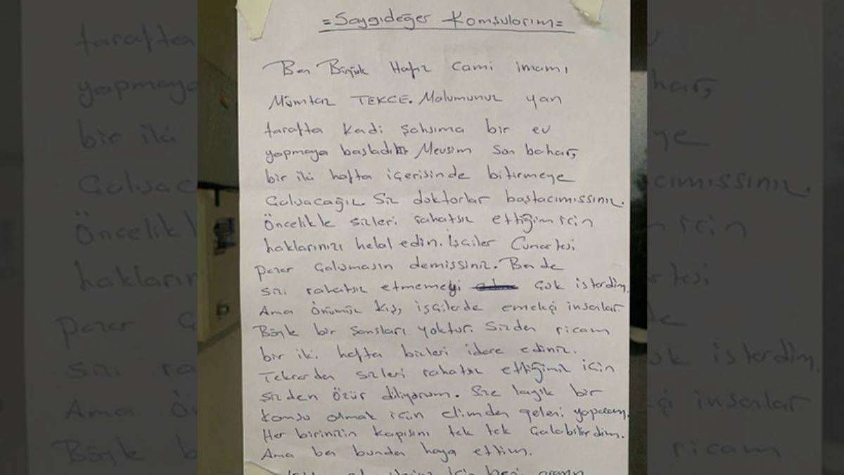 Cami imamından doktorlara duygulandıran mektup