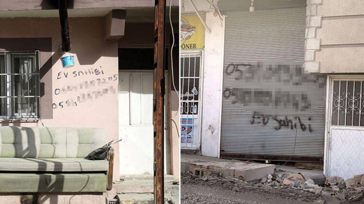 Hasarlı binaların duvarlarında cep telefonu numaraları