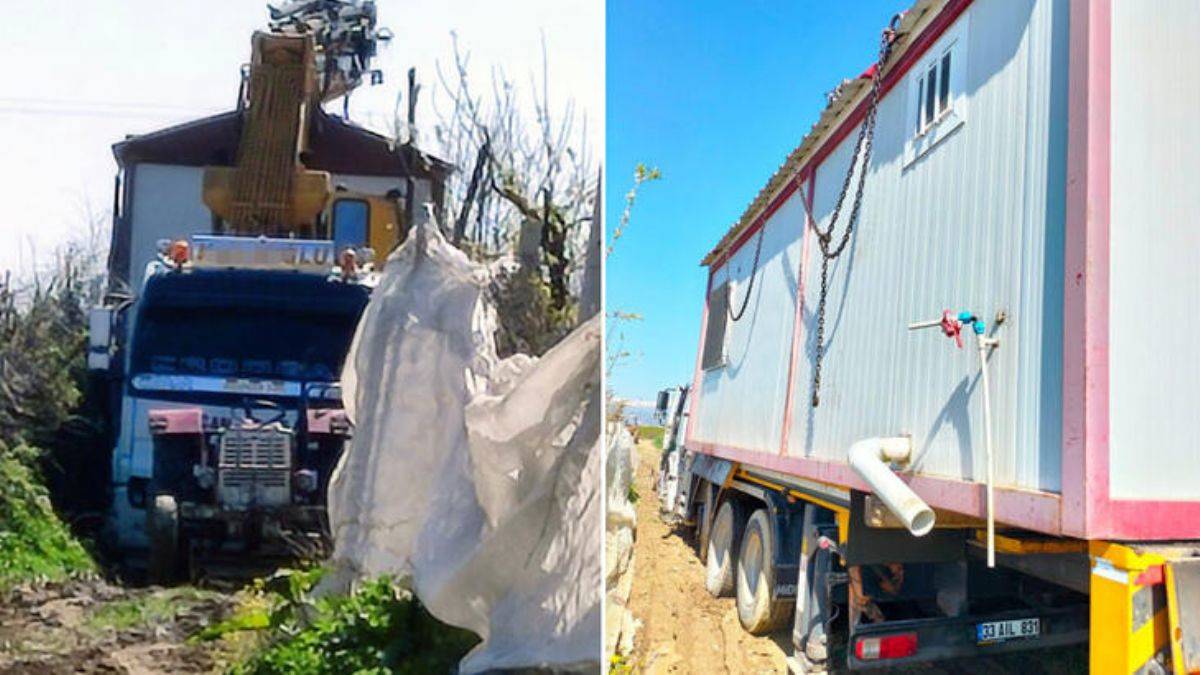 Konteyner evi çalarken, çamura saplanınca yakalandılar