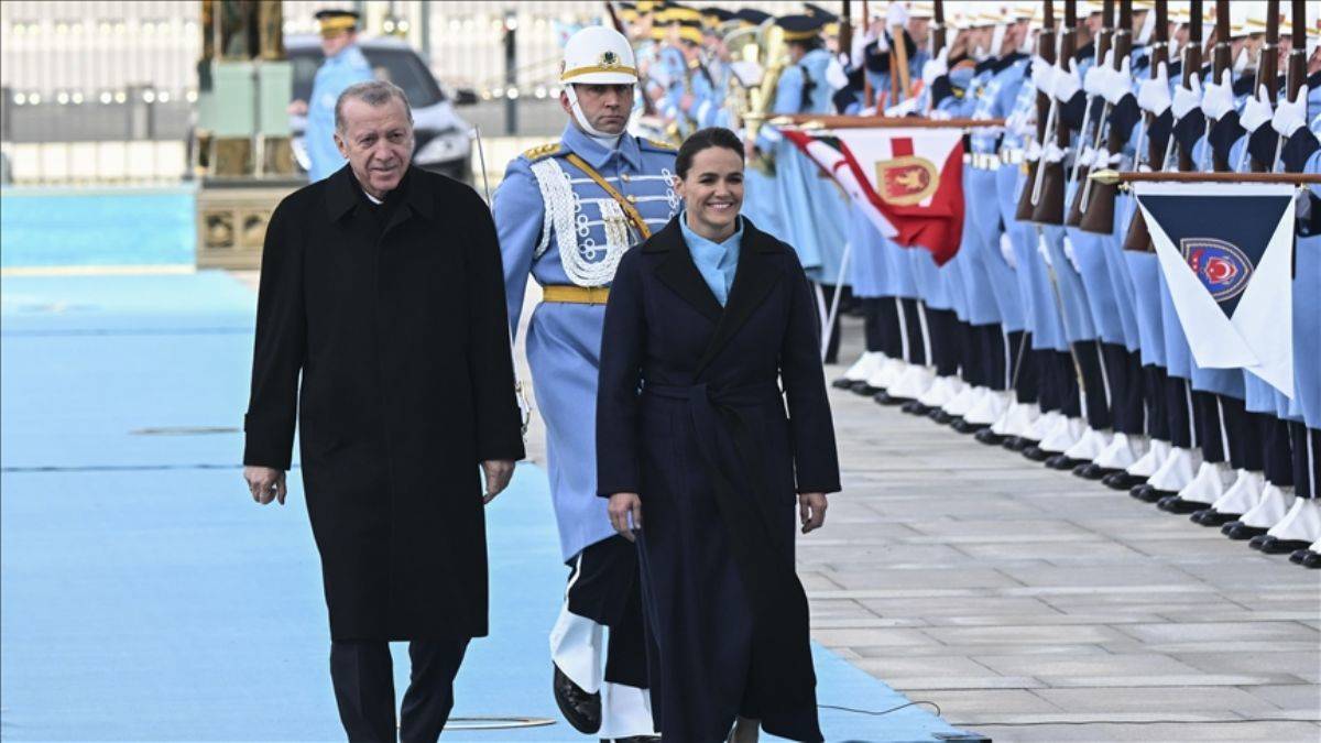 Erdoğan, Macaristan Cumhurbaşkanı Novak'ı resmi törenle karşıladı