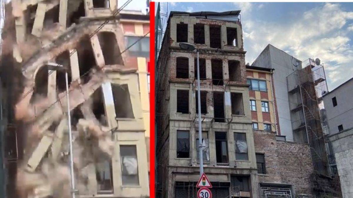 Tarihi bina göz göre göre çöktü!