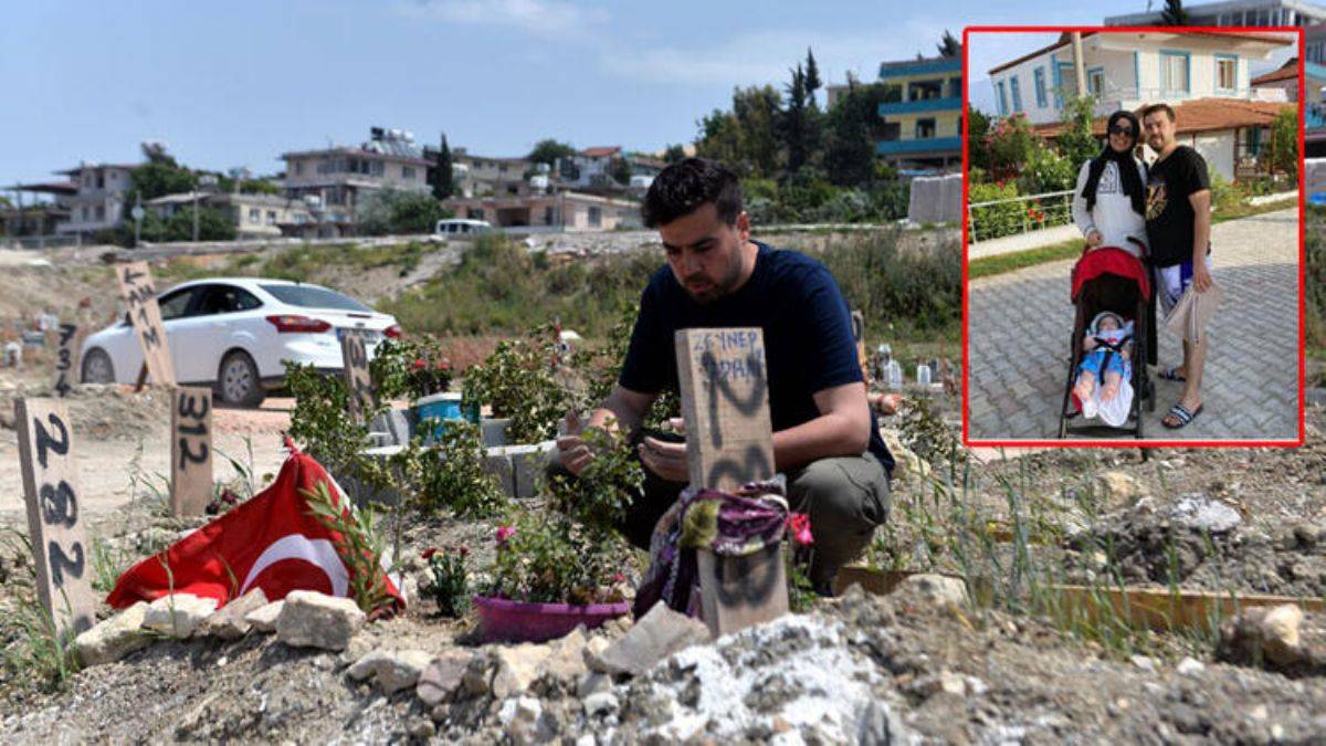 Anneler Günü’nde, bebeği kucağında enkaz altında kalan eşinin mezarını ziyaret etti