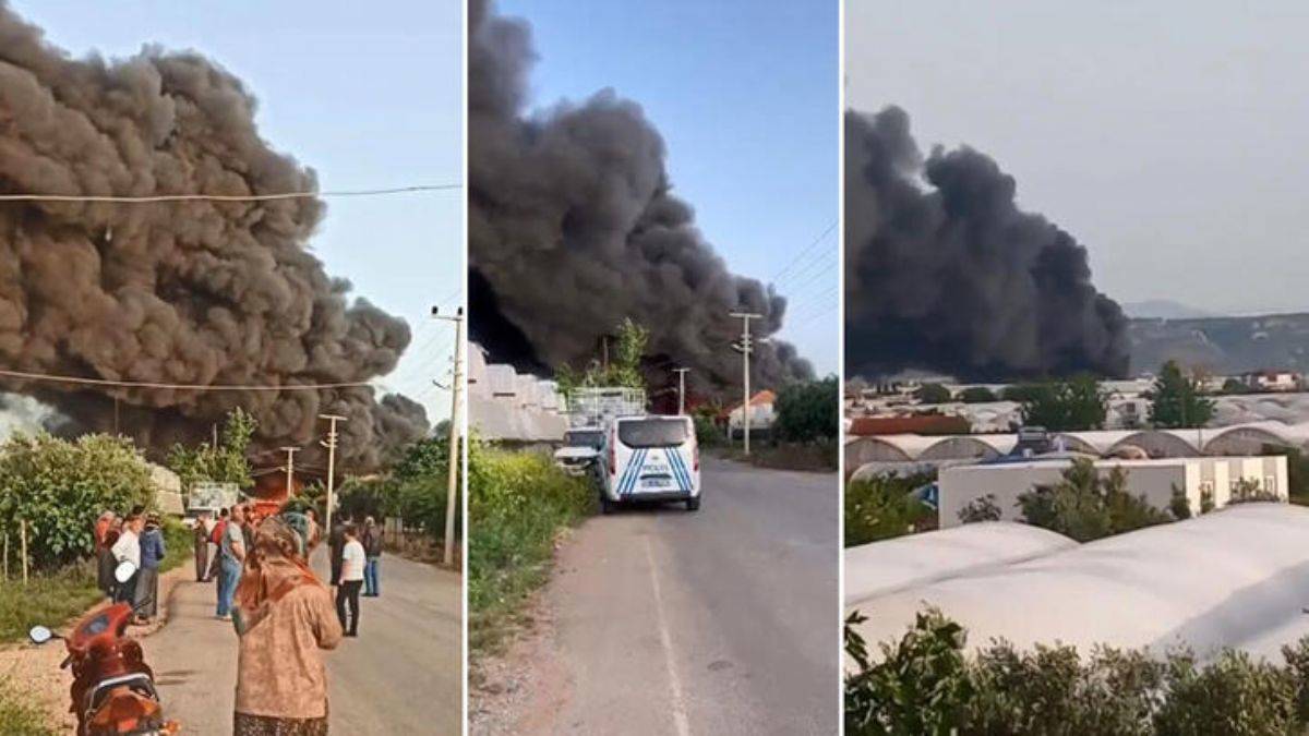 Geri dönüşüm tesisindeki yangında gökyüzünü duman kapladı