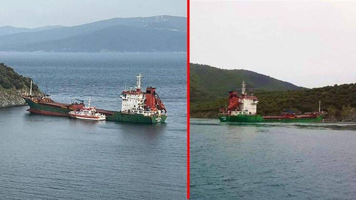 Marmara Adası açıklarında karaya oturan gemi, 3 saatte kurtarıldı