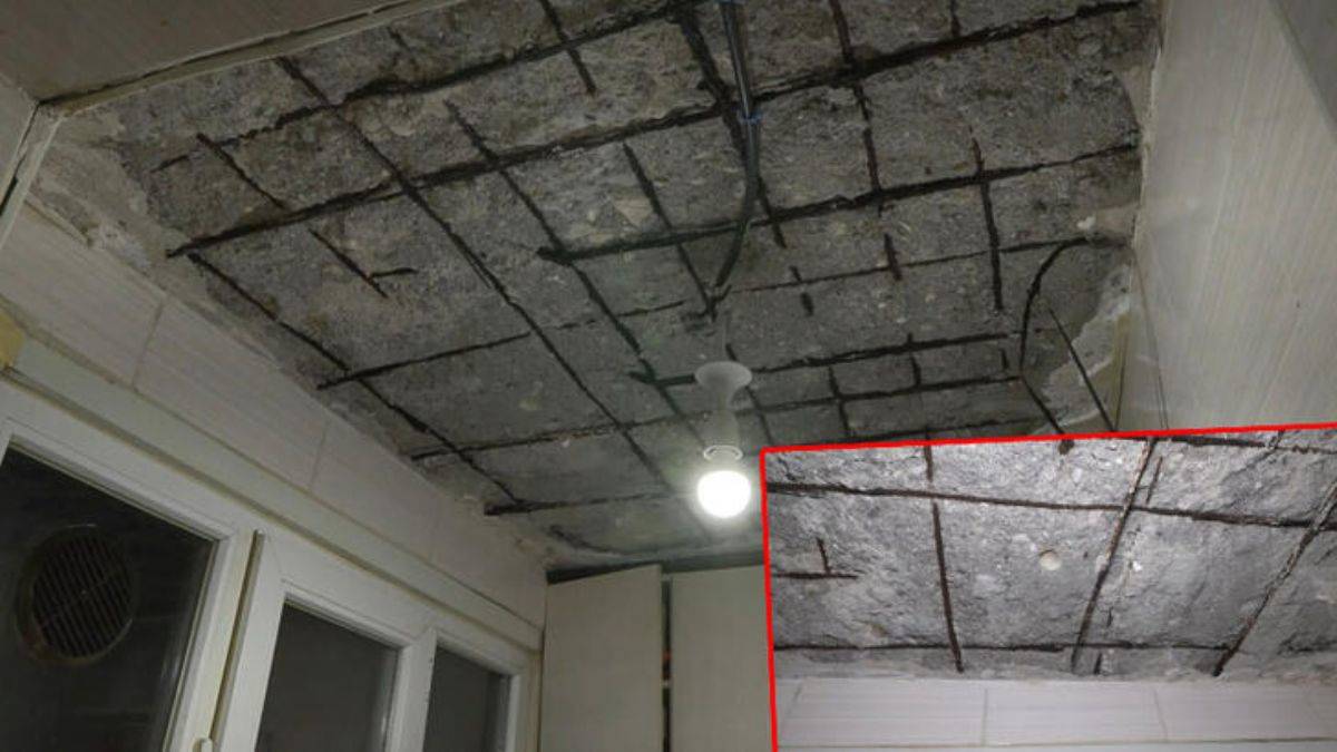 Balat'ta tavan betonu döküldü; midye kabukları ortaya çıktı