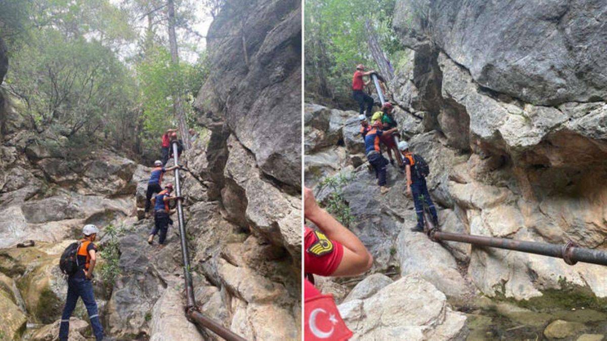 Kelebekler Vadisi'nde mahsur kalan 2 kişiyi JAK Timi kurtardı