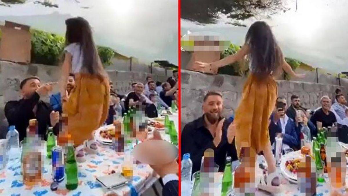 Küçük kızı alkol aldıkları masada oynattılar