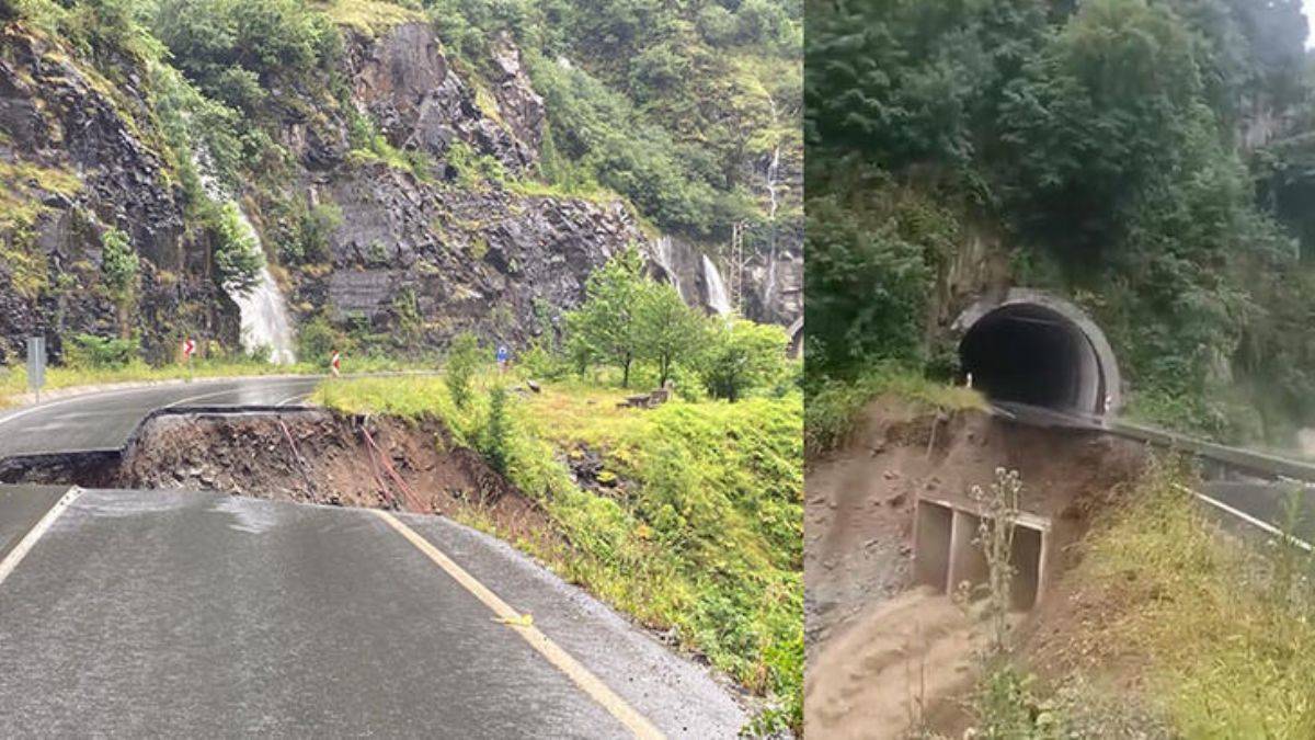 Sel, Ordu'da tünel ağzında yol çökertti