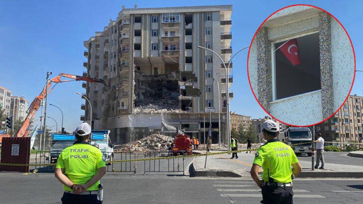 Bina yıkımı Türk bayrağı için durduruldu