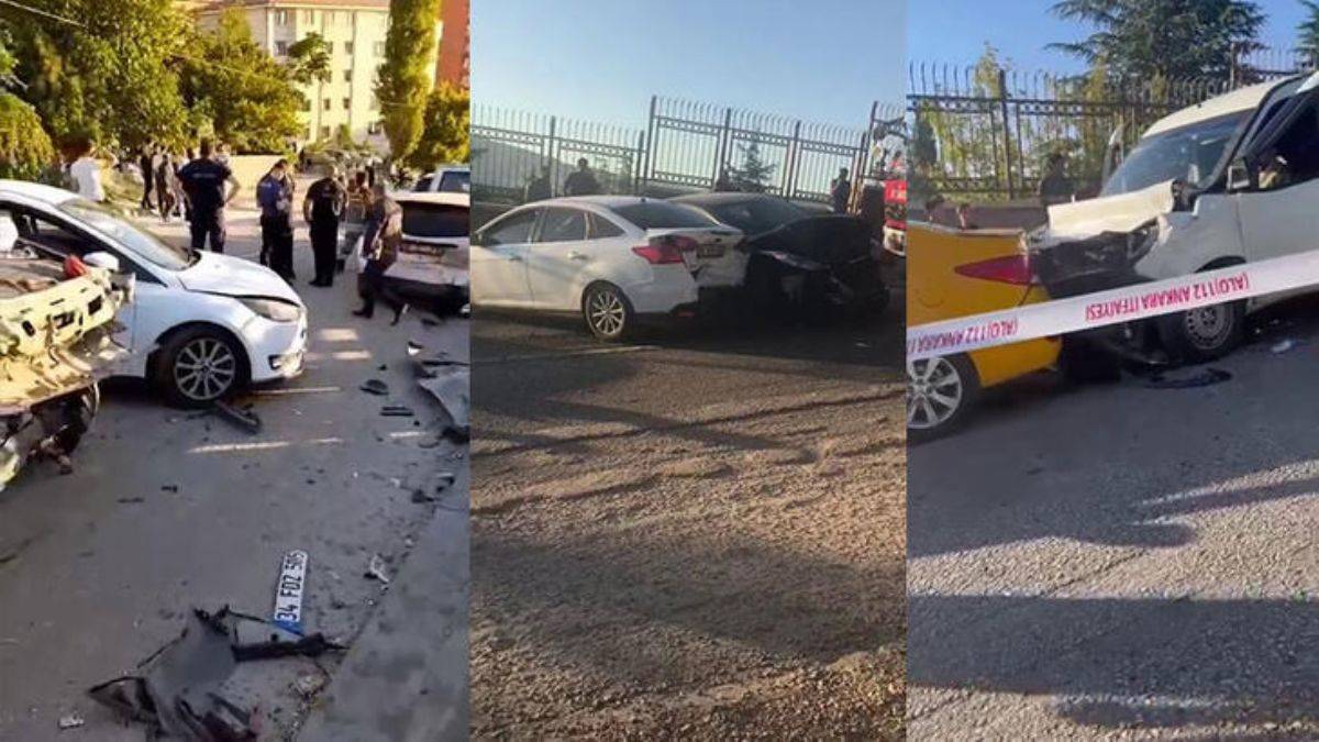 Ankara'da 10 araç birbirine girdi: 3 yaralı