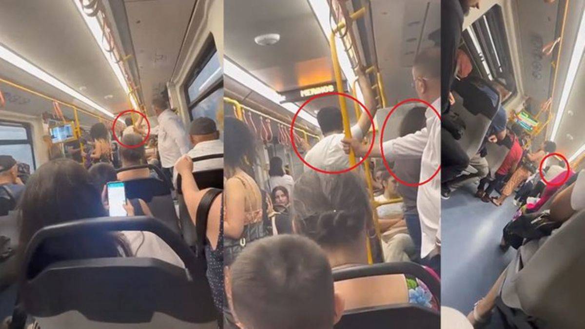 Metroda eşini bir kadınla görünce ortalık karıştı