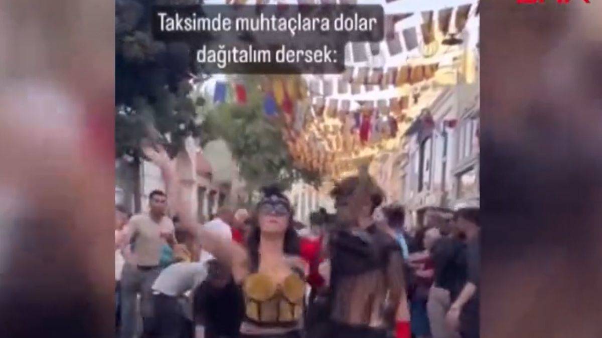 Taksim'de dolar atan grup serbest