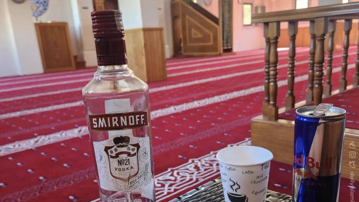 Camide alkol şişesiyle meydan okudu