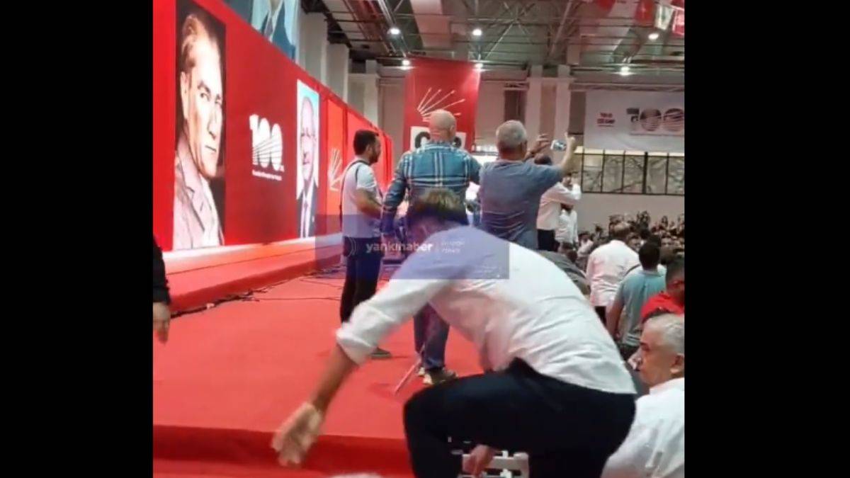 Özgür Özel'in katıldığı CHP İzmir Kongresi'nde kavga