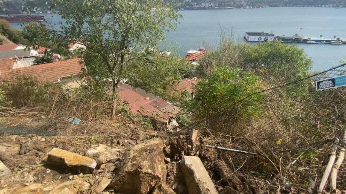 Beşiktaş'ta evlerin üzerine kaya parçaları düştü