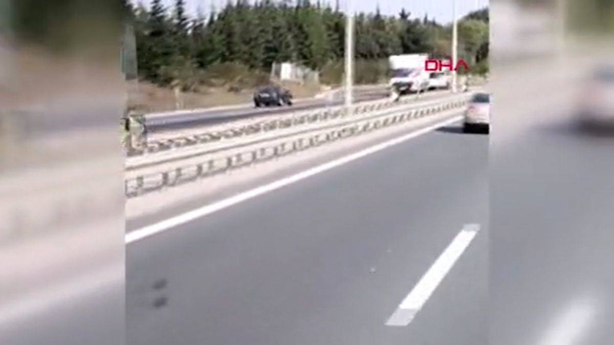 TEM'de ters şeritte giden sürücü