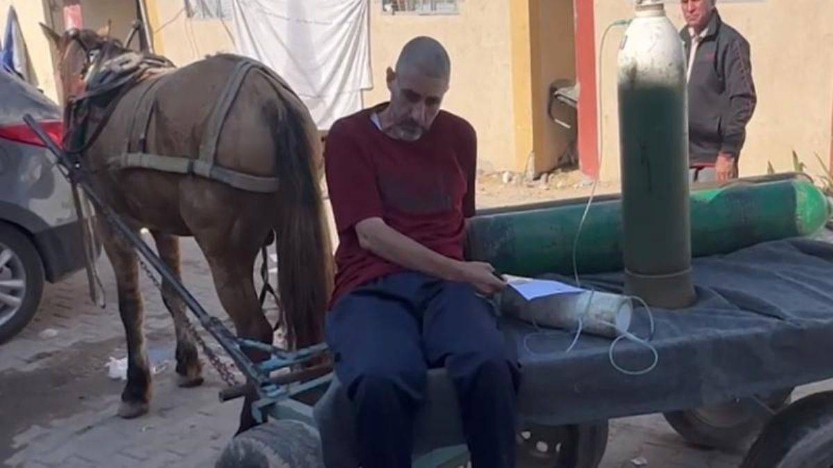 Filistinli adam eşek arabasıyla oksijen aradı