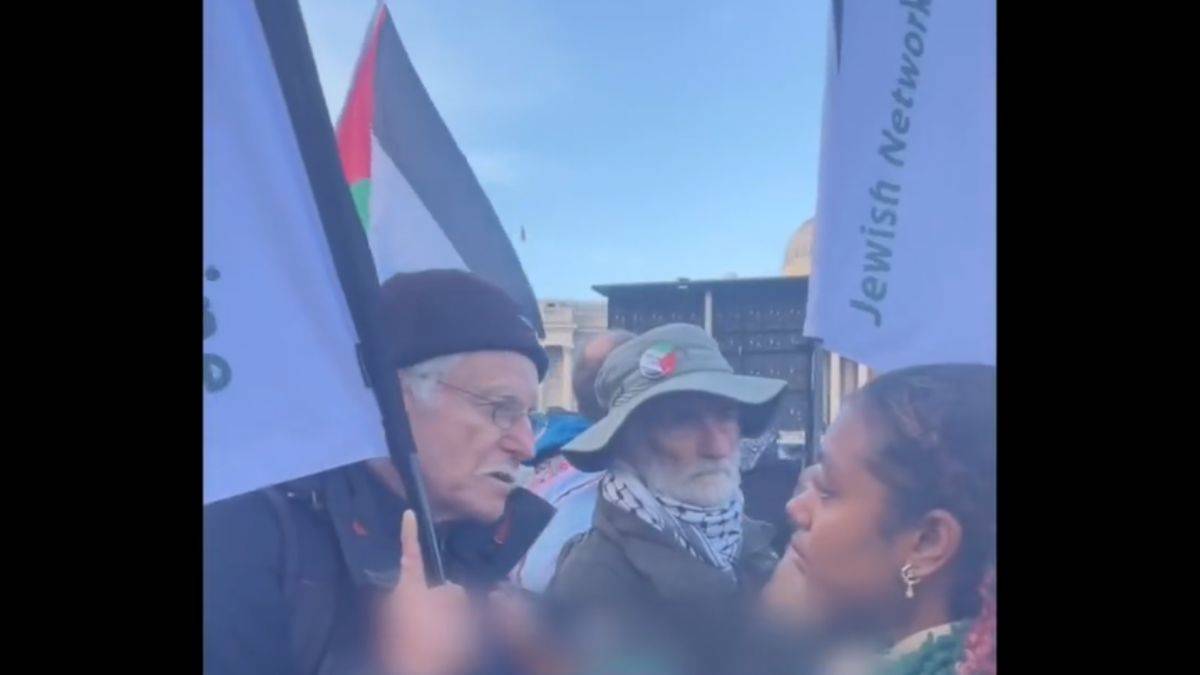Yaşlı Yahudi, Filistin'e destek eyleminde konuştu