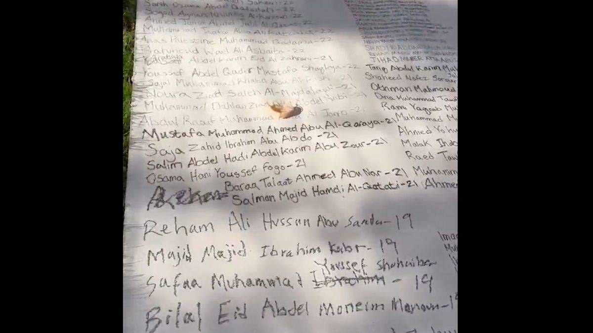 Harvard'da Gazze şehitleri listesi