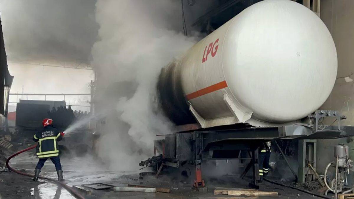 Boş LPG tankı patladı! Yangın çıktı
