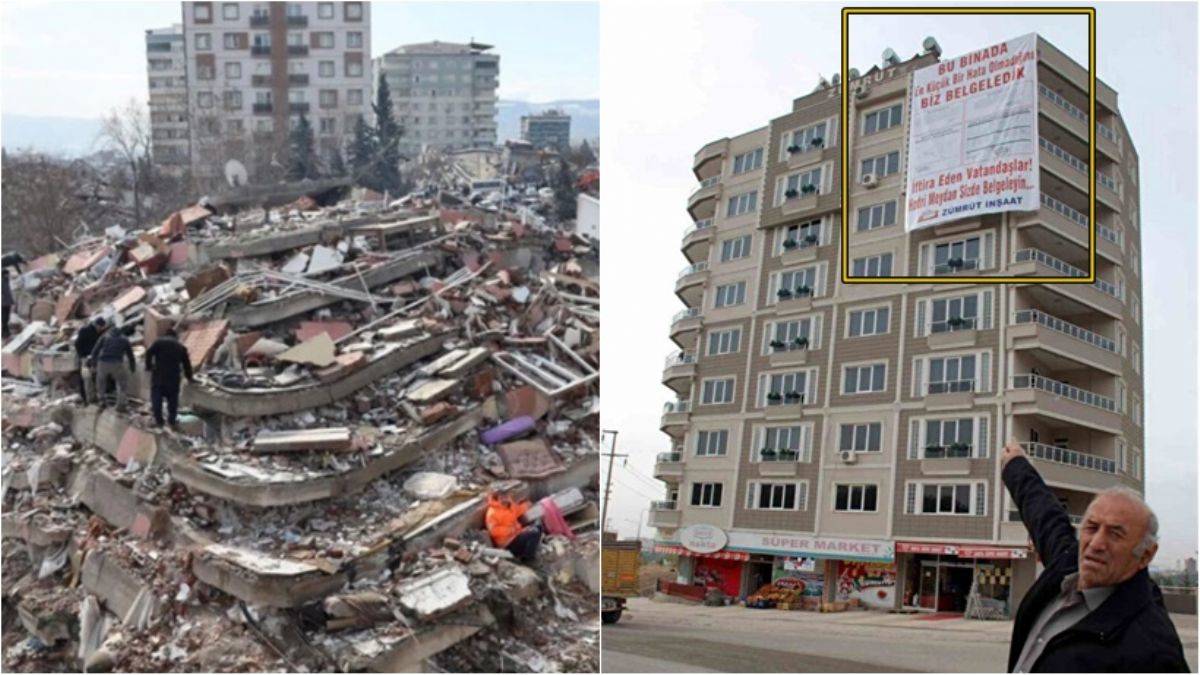 Depremde 37 kişinin can verdiği binanın müteahhitti 14 yıl önce pankart asmış!