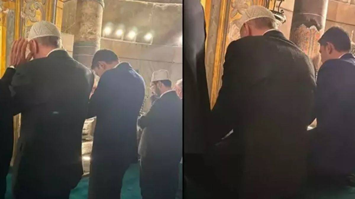 Erdoğan ve Kurum'dan Ayasofya'da akşam namazı